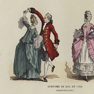 Ball costume, 1762 (coloured engraving)