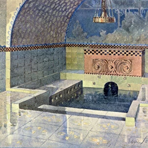 Bathroom at Merijoki country house, designed by Eliel Saarinen, from Documents d Art Moderne, 1903 (colour litho)