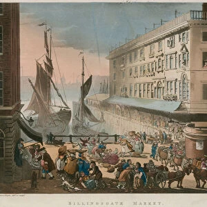 Billingsgate Market (coloured engraving)