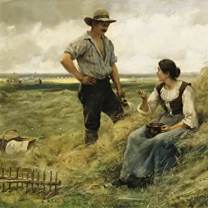 A Break from the Harvest, (oil on canvas)