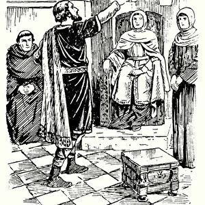 Caedmon singing before the Abbess Hilda (lithograph)