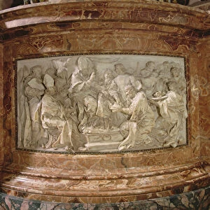 The Canonisation of Five Saints by Pope Alexander VIII on 16th October 1690 (marble)