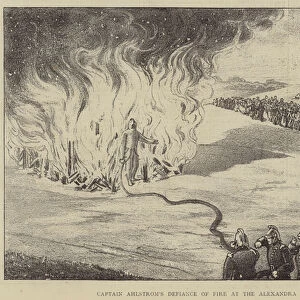 Captain Ahlstroms Defiance of Fire at the Alexandra Palace (engraving)