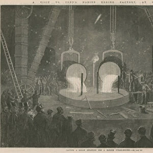 Casting a great cylinder for a marine steam engine (engraving)