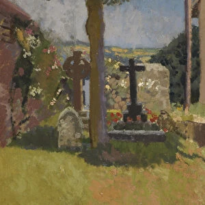 Chagford churchyard, Devon, 1915 (oil on canvas)