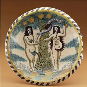 Charger featuring the Biblical story of Adam and Eve in the Garden of Eden, c