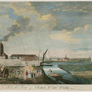 Chelsea Water Works (coloured engraving)
