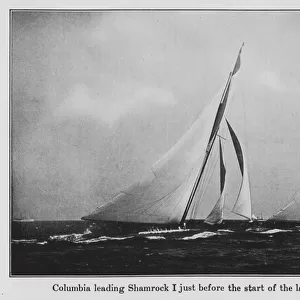 Columbia leading Shamrock I just before the start of the last race of 1899 (b / w photo)