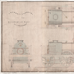 Construction drawing, 0-4-2 locomotive and tender by R. and W. Hawthorn and Co