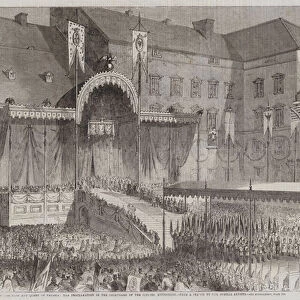 The Coronation of the King and Queen of Prussia, the Proclamation in the Courtyard of the Schloss, Konigsberg (engraving)