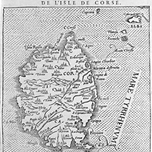 Corsica after the "Cosmographia Universalis"by Sebastian Munster. Basel 1558