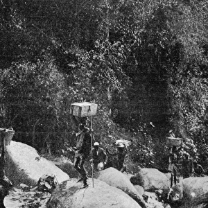 Crossing a Torrent on the Flanks of the Ruwenzori, from an article entitled