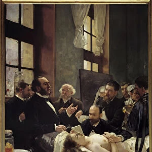 Dr. Jules Emile (Jules-Emile) Pean (1830-1898) teaching at Saint Louis hospital his