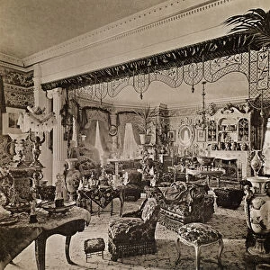The Drawing Room, Wickham Hall, Kent, 1897 (b / w photo)