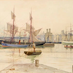Dundee Docks with Whaling Vessels, 1888 (w / c)