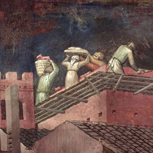 Effects of Good Government in the City, detail of workers building a house, 1338-40 (fresco)