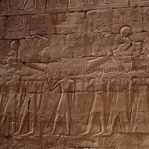 Egyptian antiquite: relief from the temple of Karnak (Karnac), Luxor, Egypt