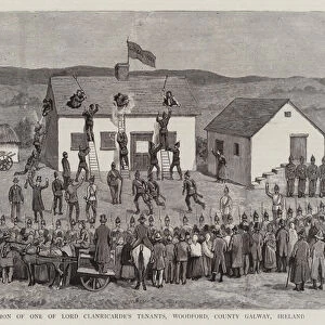 An Eviction of one of Lord Clanricardes Tenants, Woodford, County Galway, Ireland (engraving)