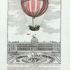 Experience du globe aerostatique du MM. Charles et Robert au Jardin des Thuileries le 1er