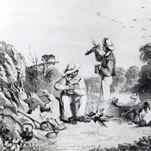 An exploring party in search of suitable land for a sheep-run, c. 1847 (engraving)