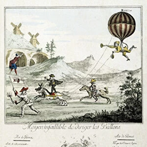 Fallible way of directing balloons (Caricature on the direction of aerostats) - engraving