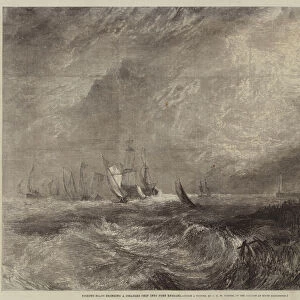 Fishing-Boats bringing a Disabled Ship into Port Rysdael (engraving)