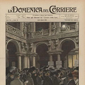 General political elections on 7 March, proclamation of the deputies of Milan in the courtyard of... (colour litho)