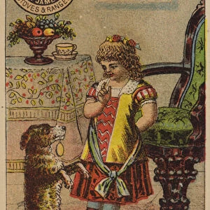 Girl and Begging Dog (chromolitho)