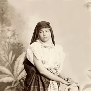 Girl with water jar, c. 1867-98 (b / w photo)