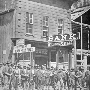 Gold Miners at Deadwood City, South Dakota, c. 1877 (b / w photo)