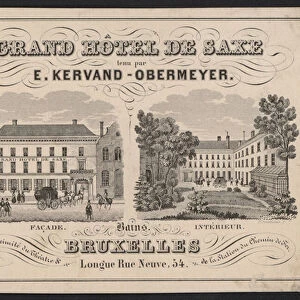 Grand Hotel De Saxe, E Kervand-Obermeyer, Bruxelles (engraving)