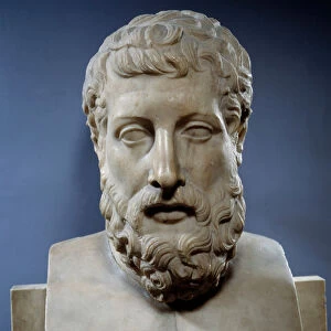 Greek Art: bust of Metrodore (330-277 BC) Greek philosopher, disciple of Epicure
