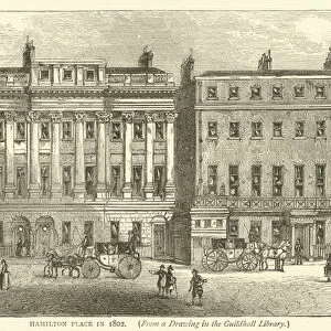 Hamilton Place in 1802, from a drawing in the Guildhall Library (engraving)