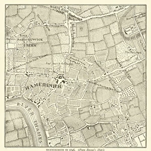 Hammersmith in 1746, from Rocques map (engraving)