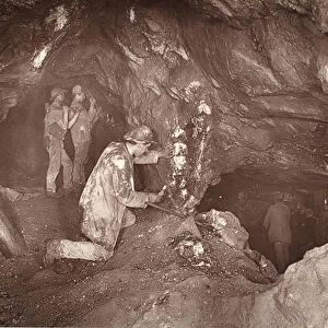 Heave, looking east, Blue Hills mine, illustration from Mongst mines and miners, or Underground Scenes by Flash-Light by J. C. Burrows and William Thomas, pub. 1893 (sepia photo)