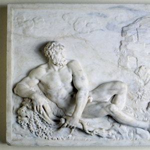 Hercules at rest (marble low relief)