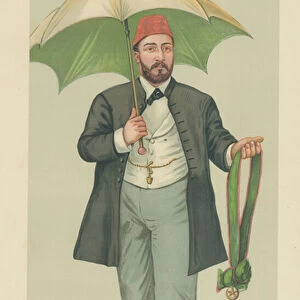 HH Mehemed Tewfik Pasha, Khedive of Egypt, The Khedive, 20 January 1883, Vanity Fair cartoon (colour litho)