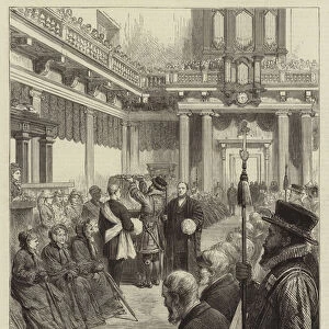 Holy Thursday, Distribution of Maunday Charity at Whitehall, bringing in the Salver with the Royal Alms (engraving)