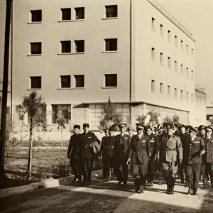 Inauguration of the buildings of the Royal Airport "Fausto Pesci"in Bologna, constructed by the Company Mauro Toschi fu Ulisse, in the presence of the Duce Benito Mussolini, 24 / 10 / 1936 (b / w photo)