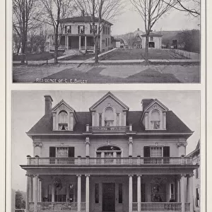 Jamestown, NY: Residence of C E Bailey, Warren Street; Residence of Mrs Wm Reynolds, West Fifth Street (b / w photo)