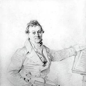 Jean Auguste Dominique Ingres with his violin. drawing, 1829