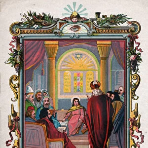 Jesus Christ in the Temple. circa 1900 (illustration)