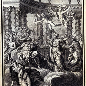 Jupiter, having assembled the Gods in his palace, sent Minerva to the Trojan camp by