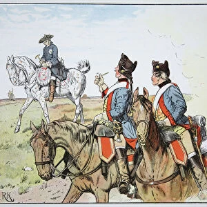 The king of his dragoons (colour litho)