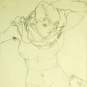 Kneeling Nude from the front; Kniender Akt von Vorn, 1914 (pencil on paper)