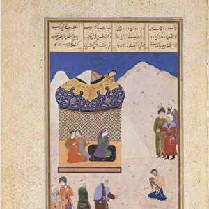 "Laila Visiting Majnun in the Desert", Folio from a Khamsa (Quintet) of Amir Khusrau Dihlavi, 1520-25 (ink, opaque w / c & gold on paper)