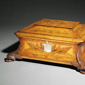 Large presentation marquetry casket, c. 1885 (wood)