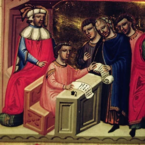 Law Making, from the manuscript Justiniano Institutiones Feodorum et Alia Codex, c. 1300 (vellum)