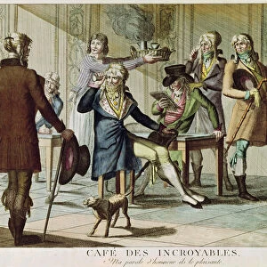 Le Cafe des Incroyables, 1797 (coloured engraving)