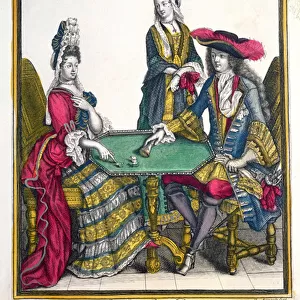 Le Jeu de Dez (Game of Dice), late 17th century (coloured engraving)